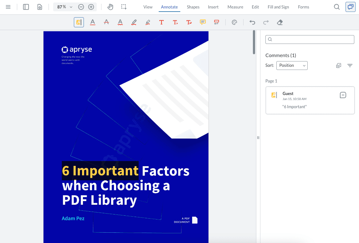 Guides for JavaScript PDF Viewer Library | Apryse documentation