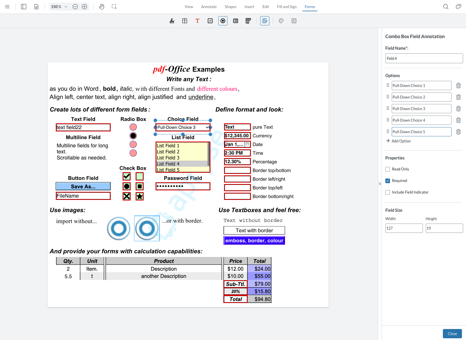 Web Form Reader Build form fields using JavaScript in WebViewer 11 | Apryse documentation