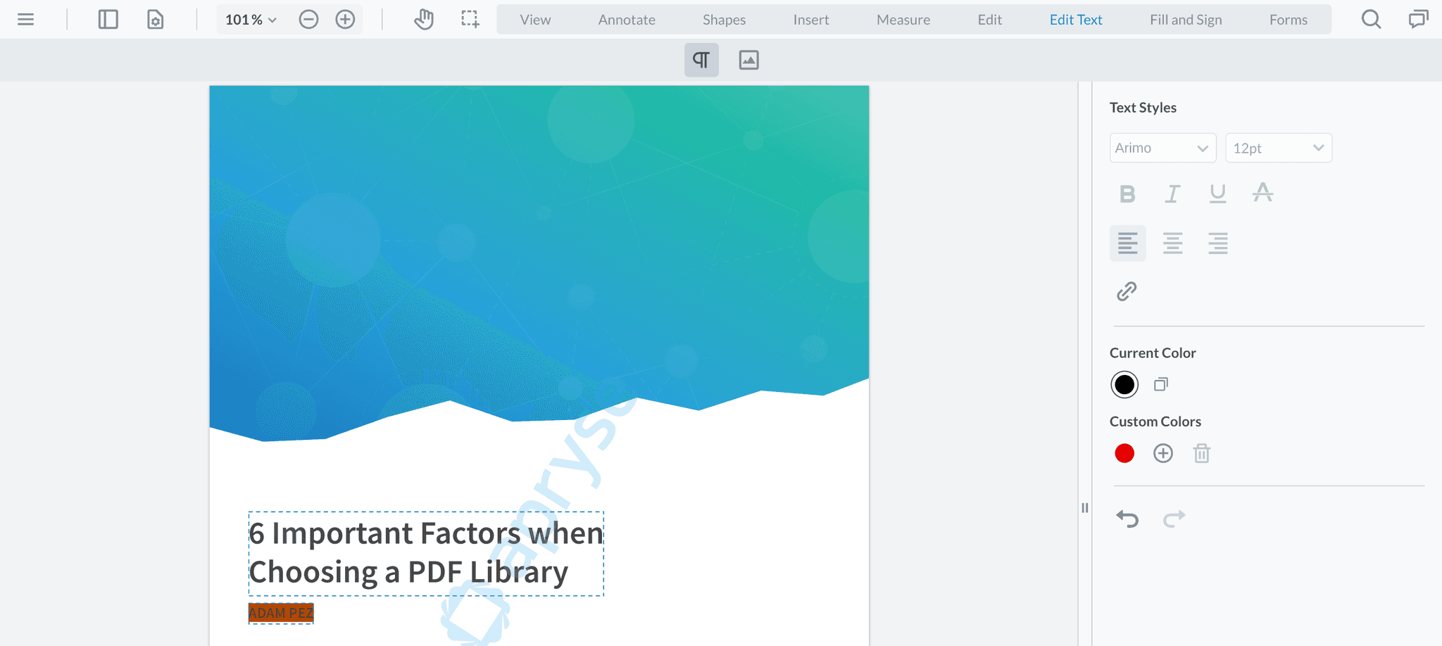 JavaScript Library to Edit Text on PDF Pages | Apryse documentation