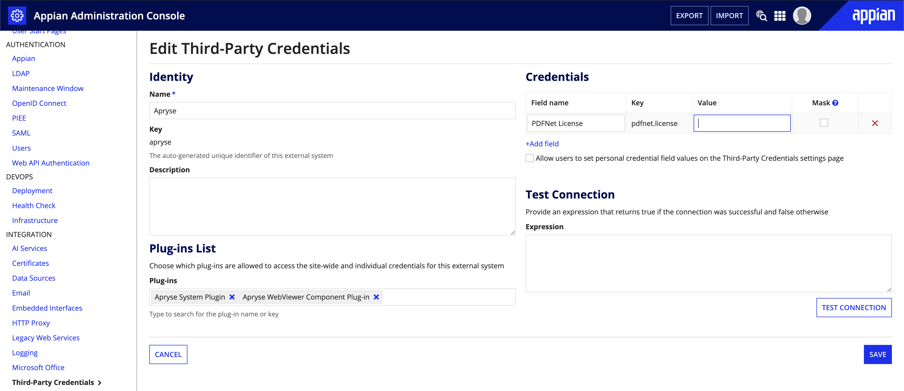 PDFNet license in third party credentials