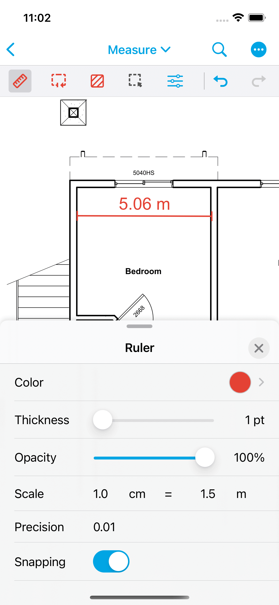 Measurement tool snapping toggle