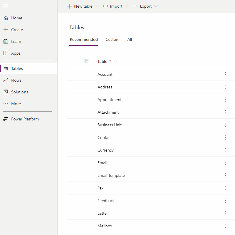 PowerApps Create Table