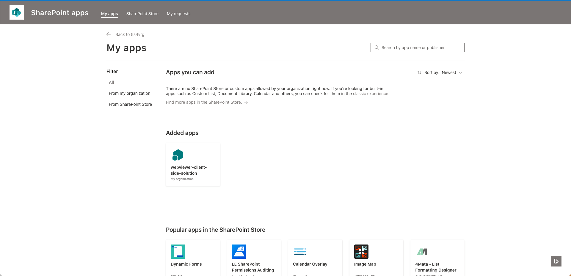 Add an app in the SharePoint setting