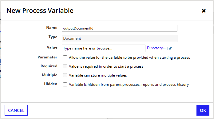 Creating a new process variable